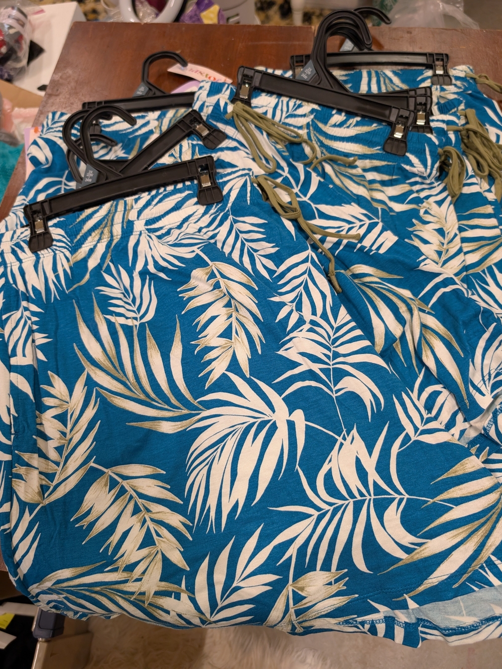 Teal Tropical Print Drawstring Shorts Lot Of 8 Size 3X